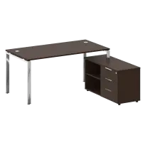 Metal System Direct Стол руководителя с тумбой правый БГ.СРТ-4.8 (R) Акация/Нерж. сталь 1700*1620*750