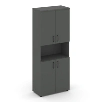 Шкаф для документов высокий широкий с глухими дверьми Style Project SN.STS.E-107 / Акация Лорка – Белый – Черные ручки / 796×400×1982