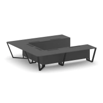 Стол для переговоров П-образный Steel Meet KD-PR.B.SP-11P / Тиквуд Светлый – Металл Черный / 3200×3200×750