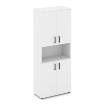 Шкаф для документов высокий широкий с глухими дверьми Style Project SN.STS.E-107 / Акация Лорка – Белый – Черные ручки / 796×400×1982