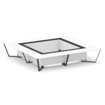 Стол для переговоров квадратный Steel Meet KM-PR.B.SP-20K2 / Тиквуд Светлый – Графит Глянец – Металл Антрацит / 4000×4000×750
