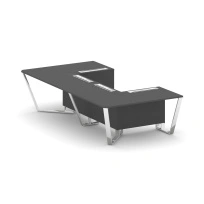 Стол для переговоров П-образный Steel Meet MD-PR.B.SP-07P / Тиквуд Светлый – Нержавеющая Сталь – Хром / 1600×3200×750