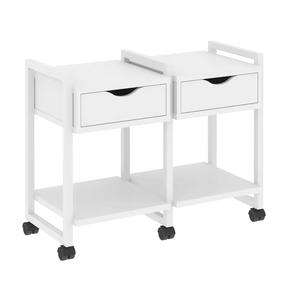 Loft Тумба на колесных опорах наборная. Вариант №1 VR.L-TN-1.K Белый бриллиант/Белый металл 970×460×767
