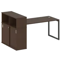 Metal System Стол офисный с шкафом-купе на О-образном м/к БО.РС-СШК-3.4 Т Дуб наварра/Серый металл 2010×1120×1098