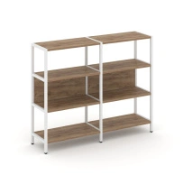 Двухсекционный стеллаж трехъярусный Shelf System SN.STM-321 Тиквуд Светлый/Металл Белый 1590×400×1246