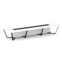 Стол для переговоров квадратный Steel Meet KM-PR.B.SP-16 / Тиквуд Светлый – Графит Глянец – Металл Черный / 4800×1600×750