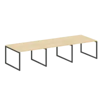 Metal System Quattro Перег. стол (3 столешницы) на О-оразном м/к 40БО.ПРГ-3.2 Акация/Антрацит металл 3600*1235*750