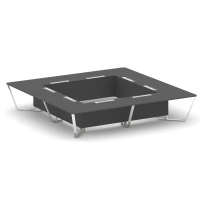 Стол для переговоров квадратный Steel Meet MD-PR.B.SP-20K2 / Тиквуд Светлый – Нержавеющая Сталь – Хром / 4000×4000×750