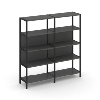 Двухсекционный стеллаж четырехъярусный Shelf System SN.STM-421 Тиквуд Светлый/Металл Черный 1590×400×1613