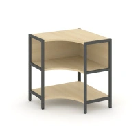 Односекционный угловой стеллаж двухярусный Shelf System SN.STMU-211 Тиквуд Светлый/Металл Антрацит 810×810×879