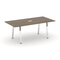 Стол для переговоров с лючком на А-образном металлокаркасе Style Project Direct Lux M-SN-6A.SPRG-198 Тиквуд Светлый/Нержавеющая Сталь/Хром 1980×980×750