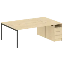 Metal System Quattro Р. ст. с тумбой на П-образном м/к 40БП.РС-СТП-2.5 Акация/Антрацит металл 2212*1475*750
