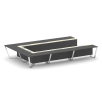 Стол для переговоров П-образный Steel Meet MM-PR.B.SP-15P / Тиквуд Светлый – Графит Глянец – Нержавеющая Сталь – Хром / 4800×3200×750