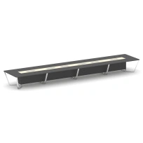 Стол для переговоров прямоугольный Steel Meet MM-PR.B.SP-24 / Тиквуд Светлый – Графит Глянец – Нержавеющая Сталь – Хром / 8000×1600×750