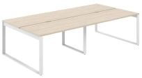 Стол-бенч с вырезом Allegro / 2400×1438×750  / Профиль О-образный: 70×20 Белый / Столешница: Белый / AG.144.WH.V.72.WH
