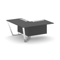 Завершающий угловой модуль левый Steel Meet MD-PR.B.SPZOU-16(L) / Тиквуд Светлый – Нержавеющая Сталь – Хром / 1600×1600×750
