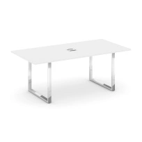 Стол для переговоров с лючком на О-образном металлокаркасе Style Project Direct Lux M-SN-6O.SPRG-198 Тиквуд Светлый/Нержавеющая Сталь/Хром 1980×980×750