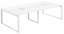 Стол-бенч с лючком Allegro / 3200×1238×750  / Профиль О-образный: 70×20 Белый / Столешница: Белый / AG.143.WH.L.72.WH