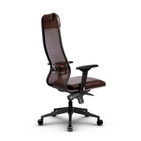 Кресло для руководителя Метта L 1m 36/4D_17840_Сетка X2 - Коричневый_Кожа перфорированная NewLeather - Темно-коричневый