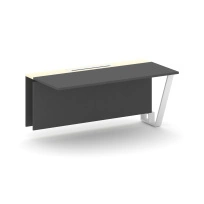 Сектор переговорного стола проходной Steel Meet KM-PR.B.SPPO-16 / Тиквуд Светлый – Графит Глянец – Металл Белый / 1600×800×750