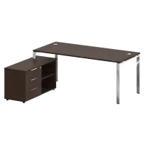 Metal System Direct Стол руководителя с тумбой левый БГ.СРТ-5.8 (L) Акация/Нерж. сталь 1900*1620*750