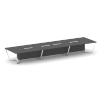 Стол для переговоров прямоугольный Steel Meet MD-PR.B.SP-18 / Тиквуд Светлый – Нержавеющая Сталь – Хром / 6000×1600×750