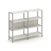 Двухсекционный стеллаж трехъярусный Shelf System SN.STM-321 Тиквуд Светлый/Металл Серый 1590×400×1246