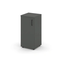 Шкаф для документов низкий узкий левый с глухой дверью Style Project SN.STU.E-301(L) / Акация Лорка – Белый – Черные ручки / 400×400×833
