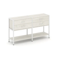 Двухсекционный стеллаж двухярусный с ящиками Shelf System SN.STM-222 Тиквуд Светлый/Металл Белый 1590×400×879