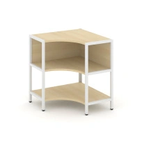 Односекционный угловой стеллаж двухярусный Shelf System SN.STMU-211 Тиквуд Светлый/Металл Белый 810×810×879