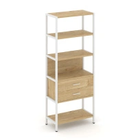 Односекционный стеллаж пятиярусный с ящиками Shelf System SN.STM-512 Дуб Табак/Антрацит/Металл Белый 810×400×1980