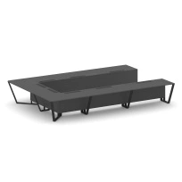Стол для переговоров П-образный Steel Meet KD-PR.B.SP-15P / Тиквуд Светлый – Металл Черный / 4800×3200×750