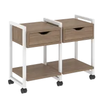 Loft Тумба на колесных опорах наборная. Вариант №1 VR.L-TN-1.K Тиквуд тёмный/Чёрный металл 970×460×767