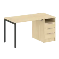 Metal System Quattro Р. ст. с тумбой на П-образном м/к 40БП.РС-СТП-1.1 Акация/Антрацит металл 1412*720*750