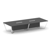 Стол для переговоров прямоугольный Steel Meet MD-PR.B.SP-14 / Тиквуд Светлый – Нержавеющая Сталь – Хром / 4000×1600×750