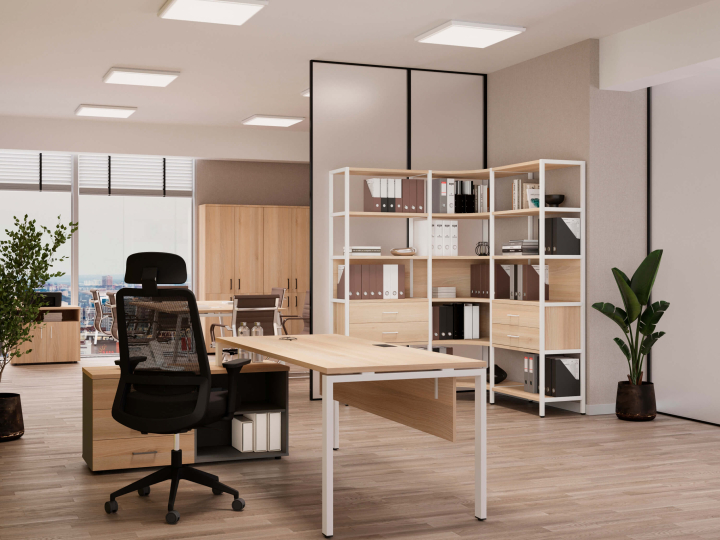 Мебель для персонала Shelf System цвет Акация Лорка / Металл Белый