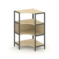 Односекционный угловой стеллаж трехъярусный Shelf System SN.STMU-311 Тиквуд Светлый/Металл Антрацит 810×810×1246