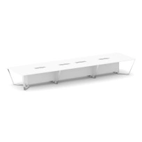 Стол для переговоров прямоугольный Steel Meet MD-PR.B.SP-18 / Тиквуд Светлый – Нержавеющая Сталь – Хром / 6000×1600×750
