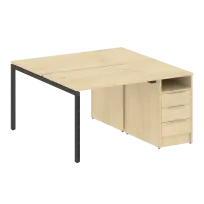 Metal System Quattro Р. ст. с тумбой на П-образном м/к 40БП.РС-СТП-2.1 Акация/Антрацит металл 1412*1475*750