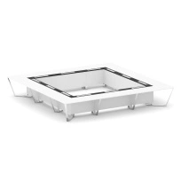 Стол для переговоров квадратный Steel Meet MM-PR.B.SP-24K / Тиквуд Светлый – Графит Глянец – Нержавеющая Сталь – Хром / 4800×4800×750