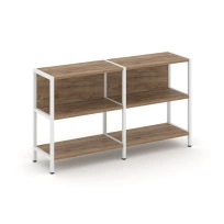 Двухсекционный стеллаж двухярусный Shelf System SN.STM-221 Тиквуд Светлый/Металл Белый 1590×400×879
