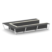 Стол для переговоров П-образный Steel Meet KM-PR.B.SP-15P / Тиквуд Светлый – Графит Глянец – Металл Белый / 4800×3200×750