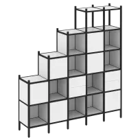 Loft Прямой стеллаж наборный VR.L-25 Тиквуд тёмный/Белый металл 2110×446×2280