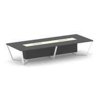 Стол для переговоров прямоугольный Steel Meet KM-PR.B.SP-14 / Тиквуд Светлый – Графит Глянец – Металл Белый / 4000×1600×750