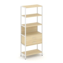 Односекционный стеллаж пятиярусный с ящиками Shelf System SN.STM-512 Дуб Табак/Антрацит/Металл Белый 810×400×1980