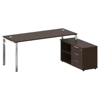 Metal System Direct Стол руководителя с тумбой правый БГ.СРТ-5.7 (R) Акация/Нерж. сталь 1900*1520*750