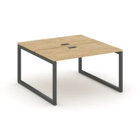 Стол-бенч двухсторонний двухместный Style Project SN-5O.DRS-012 / Дуб Табак – Металл Белый / 1180×1432×750