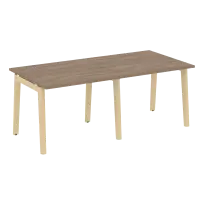Onix Wood Стол переговорный (2 столешницы) OW.PRG-2.1 Белый бриллиант/Дуб светлый/Белый металл 1960×980×750