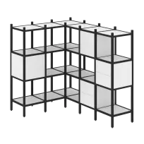 Loft Угловой внутренний стеллаж наборный VR.L-30 Тиквуд тёмный/Белый металл 1278×1278×1458