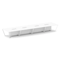 Стол для переговоров прямоугольный Steel Meet KD-PR.B.SP-20 / Тиквуд Светлый – Металл Белый / 6400×1600×750